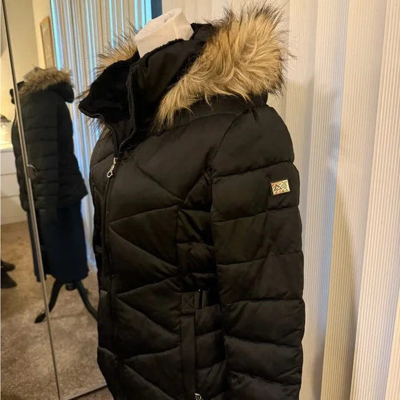 ZeroXposur Black Puffer Jacket with Faux Fur Hood - Picture 3 of 5